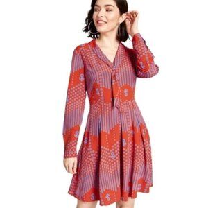 ModCloth SZ18 Peasant Confidence Red Dress Preppy Career 60's Ladylike Retro